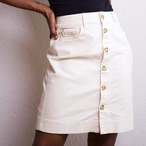 Loft Cream Button Up Jean Skirt